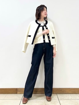 「アイテム（ノーカラージャケット、ホワイト系）」を使った、JILLSTUARTさん（レディース・160cm）の秋コーディネート