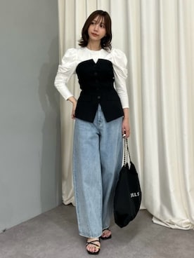 「JILL STUART（ジルスチュアート）のアイテム（トートバッグ）」を使った、JILLSTUARTさん（レディース・162cm）の夏コーディネート