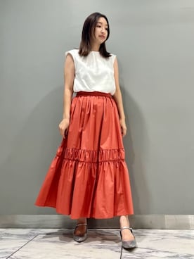 「アイテム（スカート、オレンジ系）」を使った、JILLSTUARTさん（レディース・157cm）の夏コーディネート