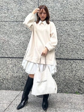 「JILL STUART（ジルスチュアート）のアイテム（トートバッグ）」を使った、JILLSTUARTさん（レディース・162cm）の秋コーディネート