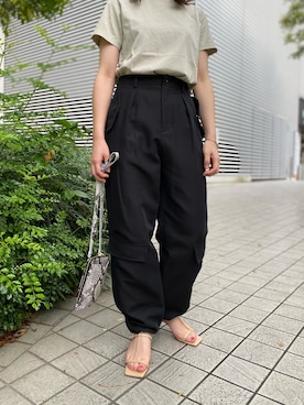 「pelleterno（ペレテルノ）のアイテム（サンダル）」を使った、miuさん（レディース・158cm）の秋コーディネート