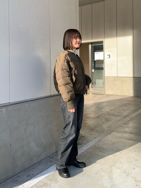 「RIVEDROITE」｜「アイテム（ダウンジャケット/コート）」を使った、miuさん（レディース・158cm）の冬コーディネート