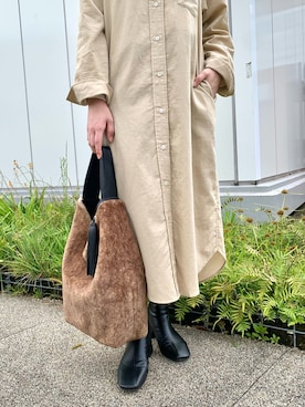 「RIVEDROITE」｜「アイテム（シャツワンピース）」を使った、miuさん（レディース・158cm）の秋コーディネート