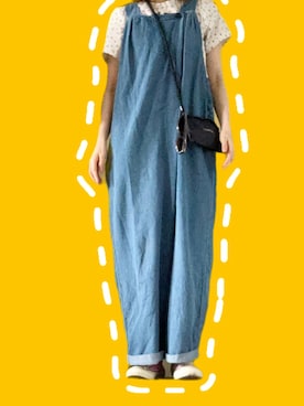 「SHEINのアイテム（T恤/上装、ホワイト系）」を使った、みぃさん（レディース・159cm）の春コーディネート