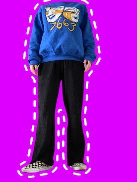 「coca（coca）（コカ）のランダムシボパンツ（その他パンツ、ブラック系）」を使った、みぃさん（レディース・159cm）の春コーディネート