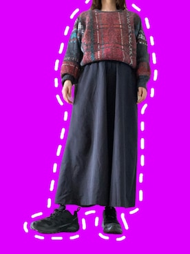 「古着のアイテム（ニット/セーター、その他）」を使った、みぃさん（レディース・159cm）の春コーディネート