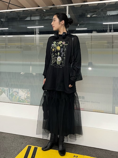 Ameri（アメリ）の「BOTANICAL SHEER LONG TEE（Tシャツ/カットソー