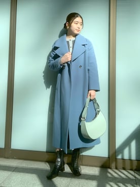 「オフィススタイル」｜「アイテム（チェスターコート）」を使った、AKARIさん（レディース・162cm）の冬コーディネート