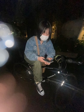 「CONVERSE（コンバース）のCONVERSE コンバース オール スター オックス / ALL STAR OX(BLACK) 32160321（スニーカー）」を使った、来スりさん（レディース・155cm・10代）の冬コーディネート