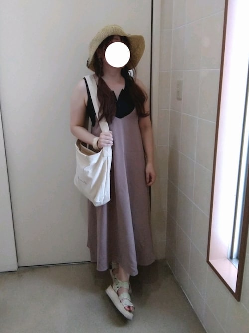 セール】きれいめツイルVネックキャミワンピース（ワンピース