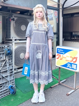 「RURU MARY’S × BEAMS COUTUREのアイテム（バッグ、ブルー系）」を使った、きなさん（レディース・165cm）の春コーディネート