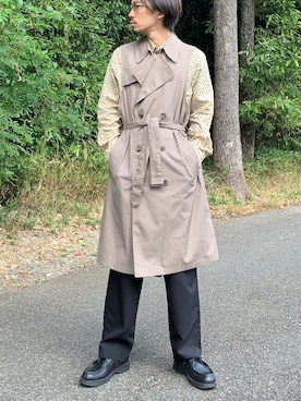 「チロリアンシューズ」｜「アイテム（トレンチコート）」を使った、KENさん（メンズ・176cm）の秋コーディネート
