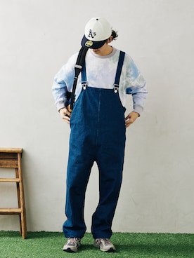「JOURNAL STANDARD relume（ジャーナルスタンダード　レリューム）のアイテム（オールインワン・サロペット）」を使った、enoさん（メンズ・174cm）の春コーディネート