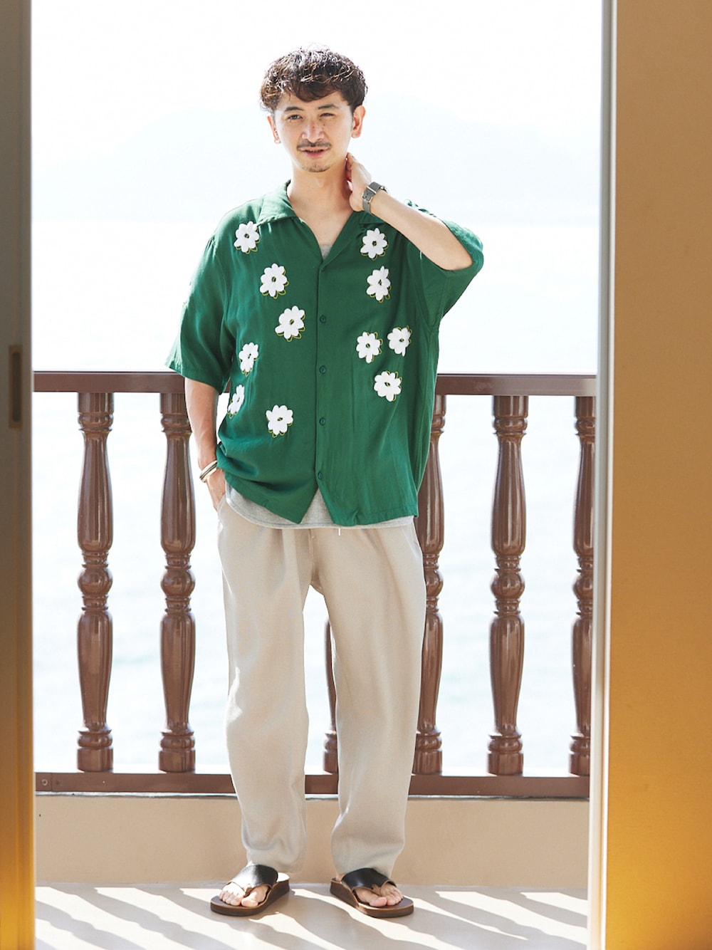 NOMA t.d】Bshop別注 EMBROIDEREDオープンカラーシャツ