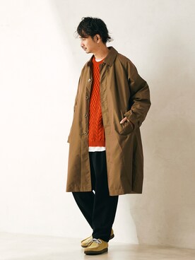 「JOURNAL STANDARD relume（ジャーナルスタンダード　レリューム）のアイテム（ステンカラーコート）」を使った、enoさん（メンズ・174cm）の秋コーディネート