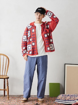 「JOURNAL STANDARD relume（ジャーナルスタンダード　レリューム）のアイテム（帽子）」を使った、enoさん（メンズ・174cm）の夏コーディネート