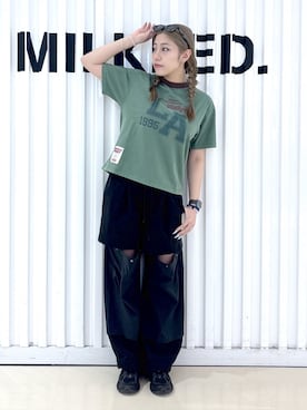 「MILKFED.（ミルクフェド）のアイテム」を使った、石田 莉央さん（レディース・161cm）の春コーディネート