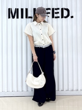 「MILKFED.（ミルクフェド）のアイテム」を使った、石田 莉央さん（レディース・161cm）の夏コーディネート