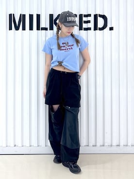 「MILKFED.（ミルクフェド）のアイテム」を使った、石田 莉央さん（レディース・161cm）の春コーディネート