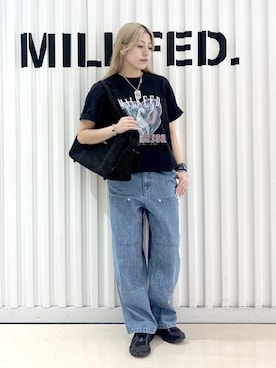 「MILKFED.（ミルクフェド）のアイテム（バッグ）」を使った、石田 莉央さん（レディース・161cm）の春コーディネート
