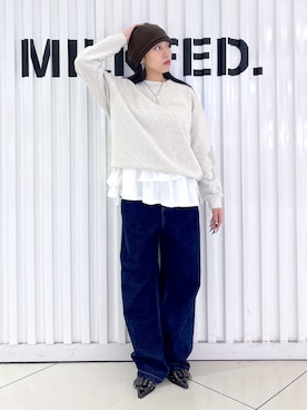 「アイテム（スウェット）」を使った、石田 莉央さん（レディース・161cm）の秋コーディネート