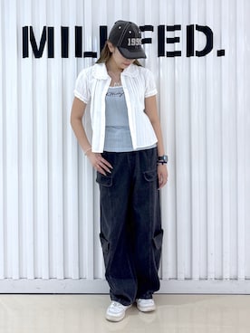 「MILKFED.（ミルクフェド）のアイテム」を使った、石田 莉央さん（レディース・161cm）の夏コーディネート