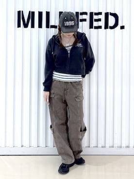 「MILKFED.（ミルクフェド）のアイテム」を使った、石田 莉央さん（レディース・161cm）の春コーディネート