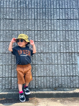 「アイテム（チノパンツ）」を使った、hiiiさん（キッズ・90cm）の夏コーディネート