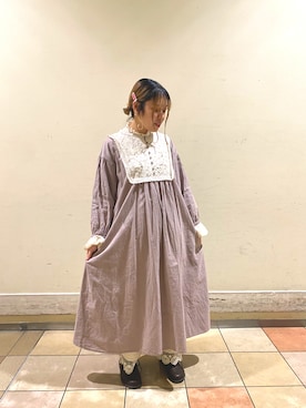 「Samansa Mos2（サマンサ モスモス）のアイテム（ノーカラーコート）」を使った、えりさん（レディース・154cm）の冬コーディネート
