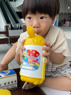 「しまむら（シマムラ）のアイテム（サロペット/オーバーオール）」を使った、I♡Kさん（キッズ・80cm）の夏コーディネート