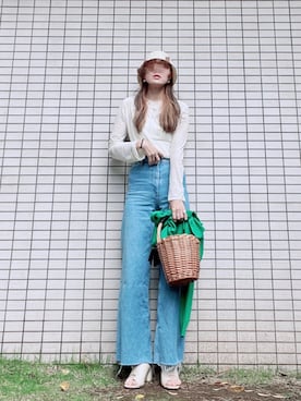 「niko and...（ニコアンド）のアイテム（かごバッグ）」を使った、chan-miさん（レディース・163cm）の夏コーディネート