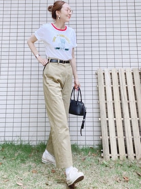 「THE SHINZONE（ザ　シンゾーン）のハイウエストチノパンツ（チノパンツ）」を使った、chan-miさん（レディース・163cm）の夏コーディネート
