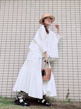 「ボーダーソックス」｜「アイテム（サンダル）」を使った、chan-miさん（レディース・163cm）の春コーディネート