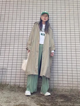 「エコバッグ」｜「アイテム（トレンチコート）」を使った、chan-miさん（レディース・163cm）の春コーディネート
