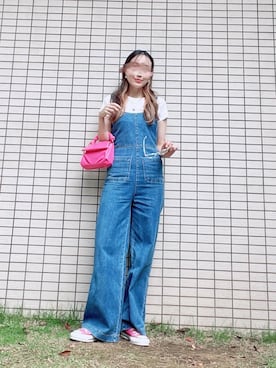 「リブT」｜「アイテム（サロペット/オーバーオール）」を使った、chan-miさん（レディース・163cm）の夏コーディネート