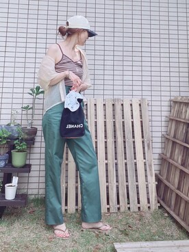 「クロップドトップス」｜「アイテム（キャミソール）」を使った、chan-miさん（レディース・163cm）の夏コーディネート