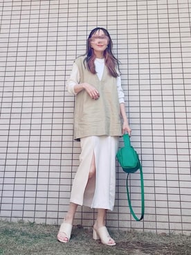 「GRL（グレイル）のスリットナロースカート（スカート）」を使った、chan-miさん（レディース・163cm）の春コーディネート