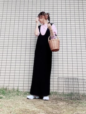 「niko and...（ニコアンド）のアイテム（かごバッグ）」を使った、chan-miさん（レディース・163cm）の春コーディネート