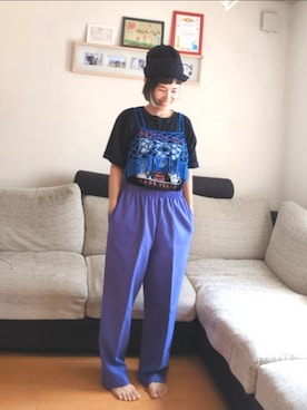 「アイテム（チノパンツ、パープル系）」を使った、ＴＡＢＡ 152センチさん（レディース・152cm）の秋コーディネート