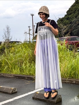 「古着好きな人と繋がりたい」｜「アイテム（ワンピース/ドレス）」を使った、ＴＡＢＡ 152センチさん（レディース・152cm）の夏コーディネート