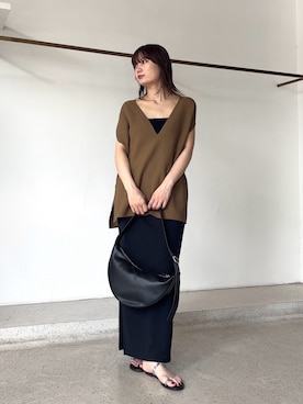 「Whim Gazette（ウィムガゼット）のホールガーメントプルオーバー（ニット/セーター）」を使った、Ranaさん（レディース・159cm・20代）の夏コーディネート