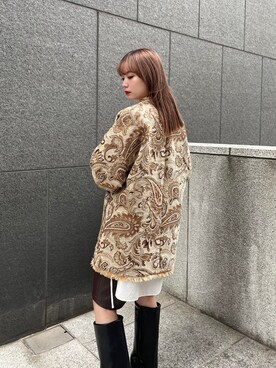 「Lui's（ルイス）のアイテム（ノーカラージャケット）」を使った、Ranaさん（レディース・159cm）の冬コーディネート
