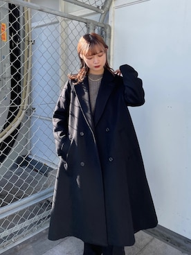 「Lui's（ルイス）のアイテム（チェスターコート）」を使った、Ranaさん（レディース・159cm）の冬コーディネート