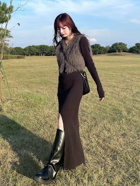 「GRL（グレイル）のアイテム（ワンピース）」を使った、Ranaさん（レディース・159cm）の秋コーディネート