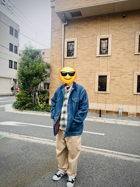 「アイテム（カバーオール）」を使った、がんぽん兄さん（メンズ・176cm）の秋コーディネート