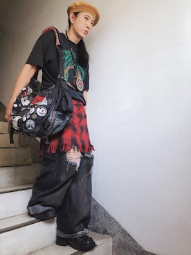 「アイテム（コインケース）」を使った、高中さん（メンズ・175cm）の秋コーディネート