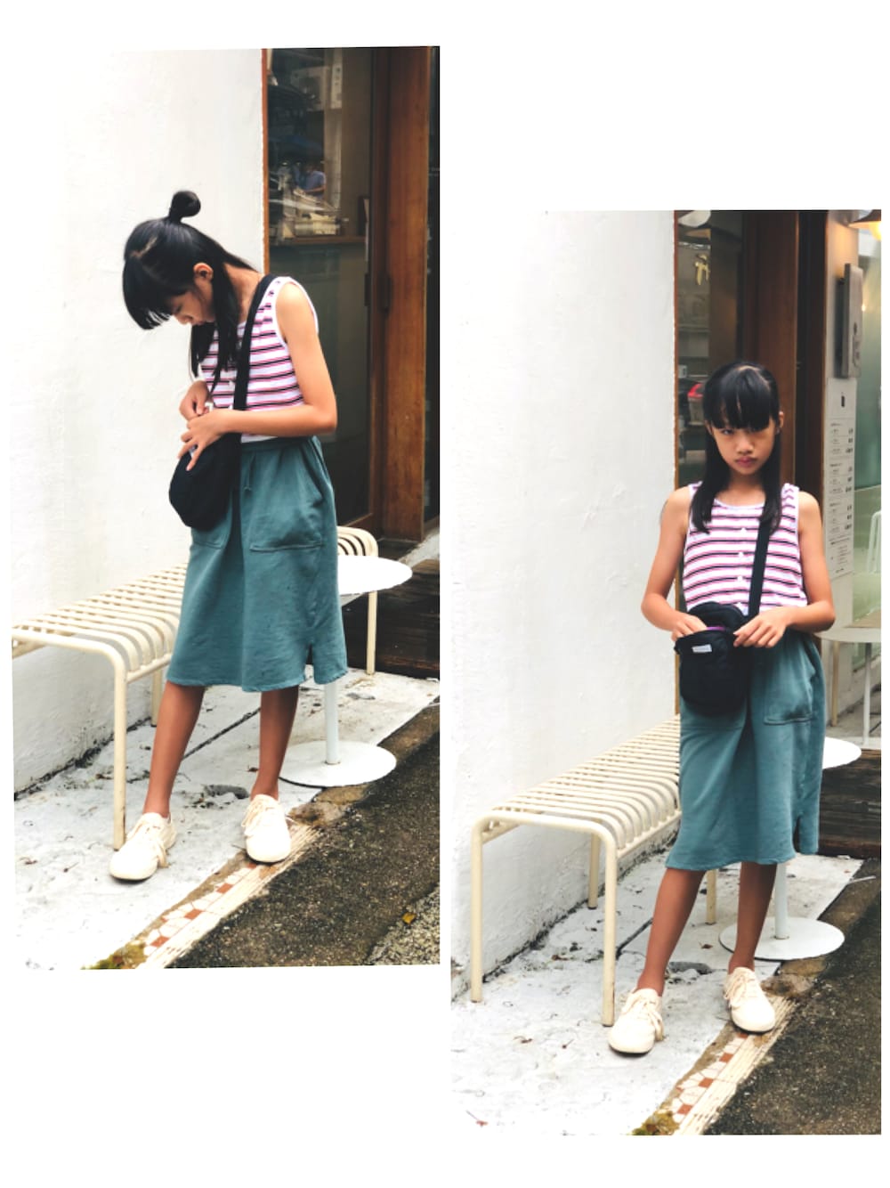 「ZARA KIDSのアイテム（チューブトップ、その他）」を使った、Louis Loさん（キッズ・143cm）の夏コーディネートの1枚目の写真