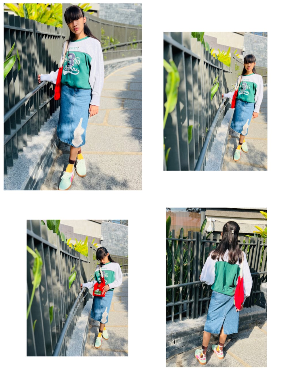 「H&Mのアイテム（デニムスカート、ブルー系）」を使った、Louis Loさん（キッズ・157cm）の冬コーディネートの1枚目の写真
