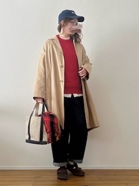 「アイテム（ステンカラーコート）」を使った、ta_ma_☺︎さん（レディース・167cm）の冬コーディネート