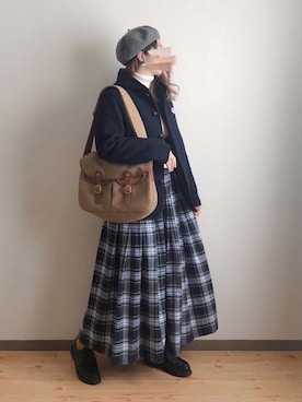 「チェック柄に恋してる」｜「アイテム（ブルゾン）」を使った、ta_ma_☺︎さん（レディース・167cm）の冬コーディネート